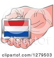 Poster, Art Print Of Caucasian Hand Holding A Netherlands Flag
