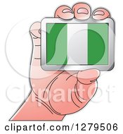 Caucasian Hand Holding A Nigeria Flag