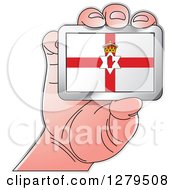 Poster, Art Print Of Caucasian Hand Holding A Northern Ireland Flag