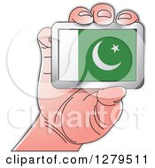 Poster, Art Print Of Caucasian Hand Holding A Pakistani Flag