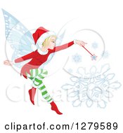 Poster, Art Print Of Blond Female Christmas Fairy Making A Snowflake