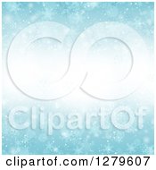 Clipart Of A Blue Christmas Background Of Flares And Snowflakes With A Bright Center Royalty Free Vector Illustration