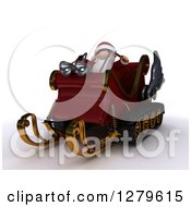 Poster, Art Print Of 3d Christmas Sleigh With Santa Holding Reins On Shaded White