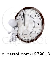 Poster, Art Print Of 3d White Man Checking The Time And Leaning Against A Giant New Year Count Down Clock