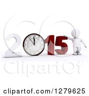 Poster, Art Print Of 3d White Man By A Giant New Year 2015 With A Clock