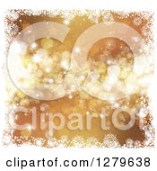 Clipart Of A Gold Background Of Bokeh Stars Sparkles And Snowflakes Royalty Free Illustration