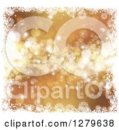 Poster, Art Print Of Gold Background Of Bokeh Stars Sparkles And Snowflakes