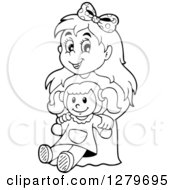 Poster, Art Print Of Happy Black And White Girl Holding A Doll