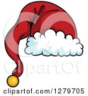Clipart Of A Red Santa Hat With White Wool And A Bell Royalty Free Vector Illustration