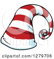 Tall Curling Red And White Striped Christmas Elf Hat