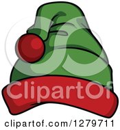 Clipart Of A Green And Red Christmas Elf Hat Royalty Free Vector Illustration