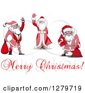 Poster, Art Print Of Merry Christmas Greeting Under Santas