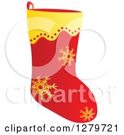 Poster, Art Print Of Gold And Red Snowflake Christmas Stocking