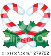 Poster, Art Print Of Christmas Candy Canes Forming A Heart Over Holly