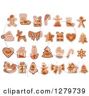 Clipart Of Christmas Gingerbread Cookies 2 Royalty Free Vector Illustration