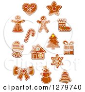 Clipart Of Christmas Gingerbread Cookies 3 Royalty Free Vector Illustration