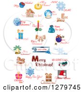 Poster, Art Print Of Christmas Text And Icon Designs 2