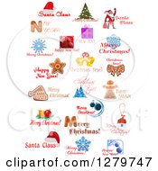 Clipart Of Christmas Text And Icon Designs 4 Royalty Free Vector Illustration