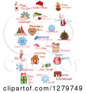 Clipart Of Christmas Text And Icon Designs 3 Royalty Free Vector Illustration