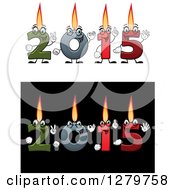 Poster, Art Print Of Colorful Number Candles Lit And Forming New Year 2015 On White And Black Backgrounds