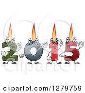 Poster, Art Print Of Colorful Number Candles Lit And Forming New Year 2015