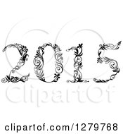 Poster, Art Print Of Black And White Ornate Floral Styled New Year 2015