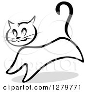 Poster, Art Print Of Black And White Sketched Standing Cat And A Gray Shadow