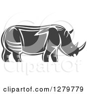 Poster, Art Print Of Gray And White Tribal Rhino In Profile 3