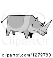 Poster, Art Print Of Gray Sketched Rhino In Profile