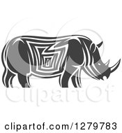 Poster, Art Print Of Gray And White Tribal Rhino In Profile 2