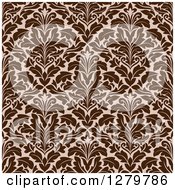Poster, Art Print Of Seamless Background Design Pattern Of Brown Damask 2