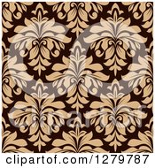 Clipart Of A Seamless Background Design Pattern Of Brown Damask 2 Royalty Free Vector Illustration