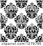 Poster, Art Print Of Seamless Background Design Pattern Of Black And White Damask 3