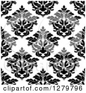 Poster, Art Print Of Seamless Background Design Pattern Of Black And White Damask 4
