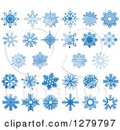 Poster, Art Print Of Blue Snowflake Designs