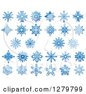 Poster, Art Print Of Blue Snowflake Designs 2