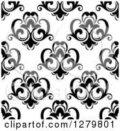 Clipart Of A Seamless Background Design Pattern Of Black And White Floral Royalty Free Vector Illustration