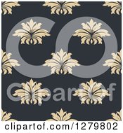Clipart Of A Seamless Background Design Pattern Of Brown Floral On Tan Royalty Free Vector Illustration
