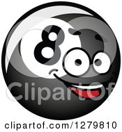 Poster, Art Print Of Shiny Billiards Eightball Character Facing Right