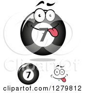 Clipart Of Shiny Billiards Seven Balls And A Face Royalty Free Vector Illustration