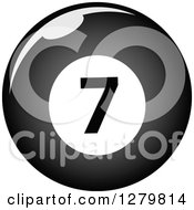 Clipart Of A Grayscale Shiny Billiards Seven Ball Royalty Free Vector Illustration