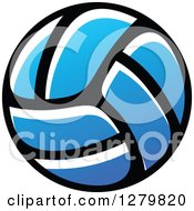 Clipart Of A Blue Volleyball Royalty Free Vector Illustration