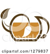 Clipart Of A Leafy Brown Tea Pot 11 Royalty Free Vector Illustration