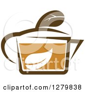 Clipart Of A Leafy Brown Tea Pot 10 Royalty Free Vector Illustration