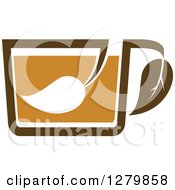 Clipart Of A Leafy Brown Tea Cup 29 Royalty Free Vector Illustration