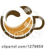 Clipart Of A Leafy Brown Tea Cup 30 Royalty Free Vector Illustration