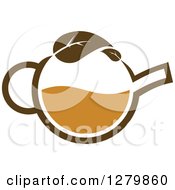Poster, Art Print Of Brown Tea Pot With A Leaf