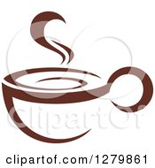 Clipart Of A Dark Brown And White Steamy Coffee Cup 47 Royalty Free Vector Illustration