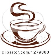 Poster, Art Print Of Dark Brown And White Steamy Coffee Cup On A Saucer 8