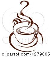Poster, Art Print Of Dark Brown And White Steamy Coffee Cup On A Saucer 13